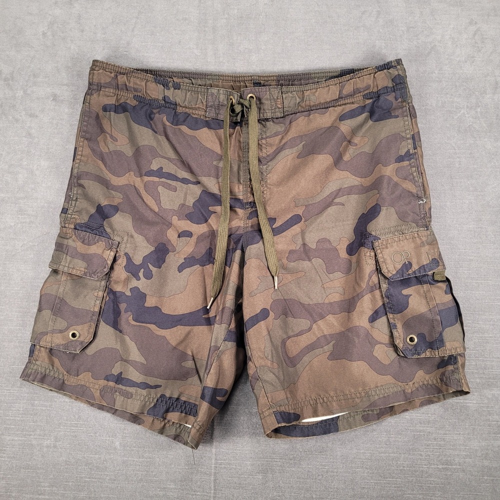 OP Ocean Pacific Y2K‎ Camo Cargo Shorts Casual Drawstring Trunks Pockets Medium